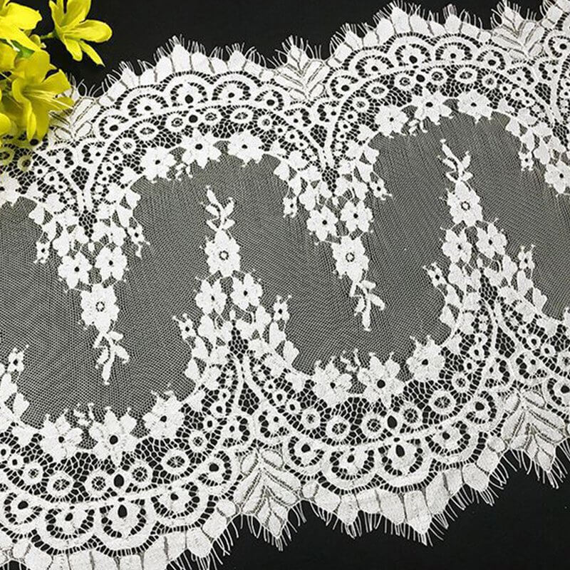 Lace Trim Wave Eyelash Nylon Lace Fabric for Bridal Wholesale Supplier
