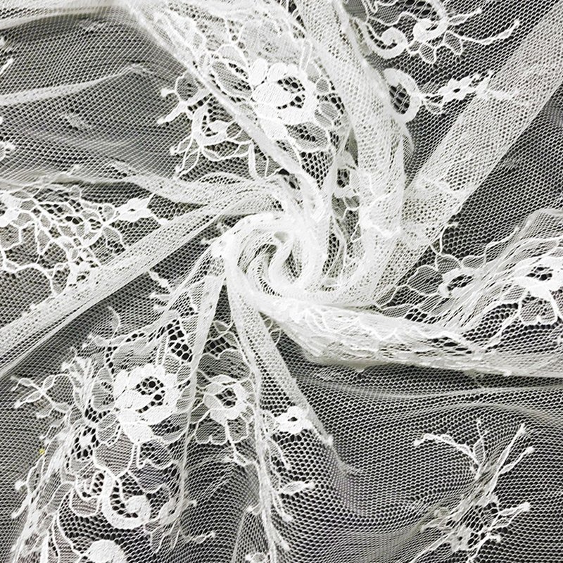 Lace Trim Floral Large Floral Nylon Lace Fabric for Bridal Wholesale S