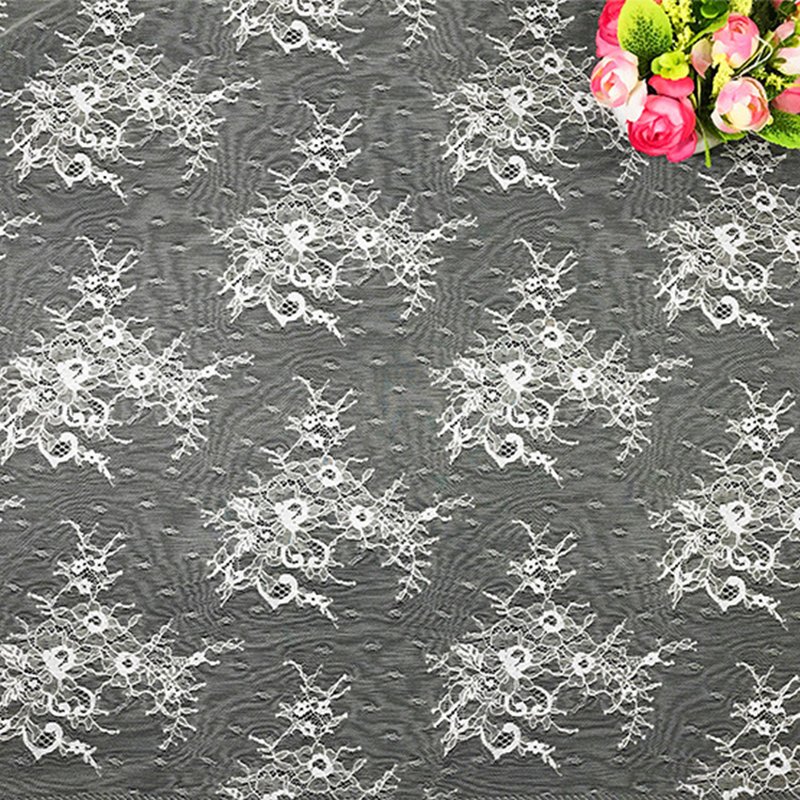 Lace Fabric Cutwork White Nylon for Bridal Wholesale Supplier