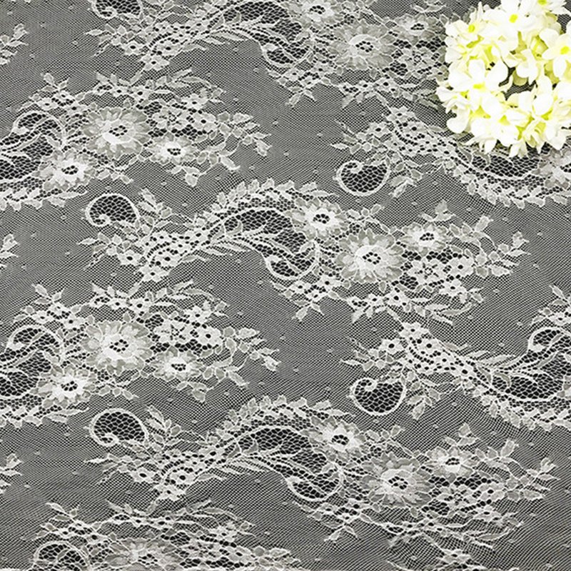 Dress Floral Wave Nylon Warp Knit Lace Fabric for Women's Wear Wholesa