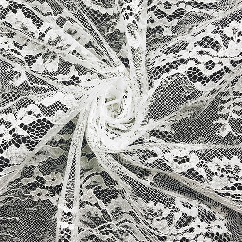 Floral Wave Bridal Polyester Warp Knit Lace Fabric for Bridal Wholesal