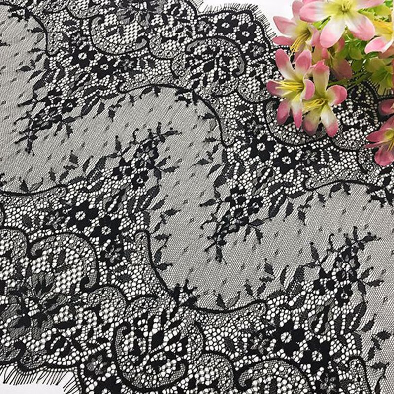 Lace Trim Wave Eyelash Nylon Lace Fabric for Bridal Wholesale Supplier