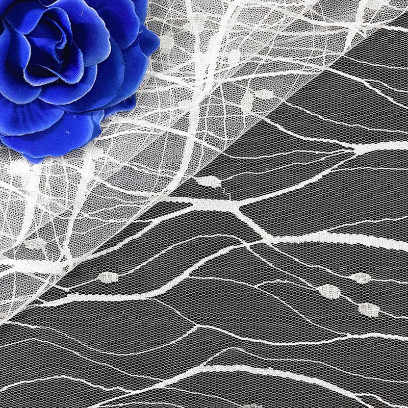 Stripe Wave Cutwork Nylon Lace Fabric for Bridal Wholesale Supplier 3
