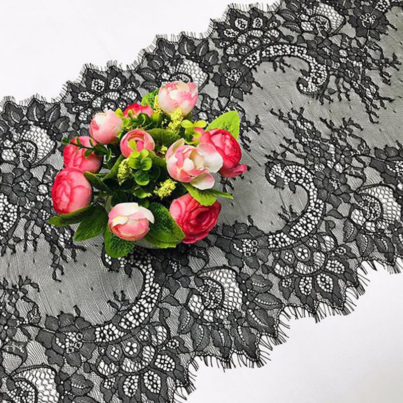 Lace Trim Eyelash Double Edge Nylon Lace Fabric for Women's Wear Whole