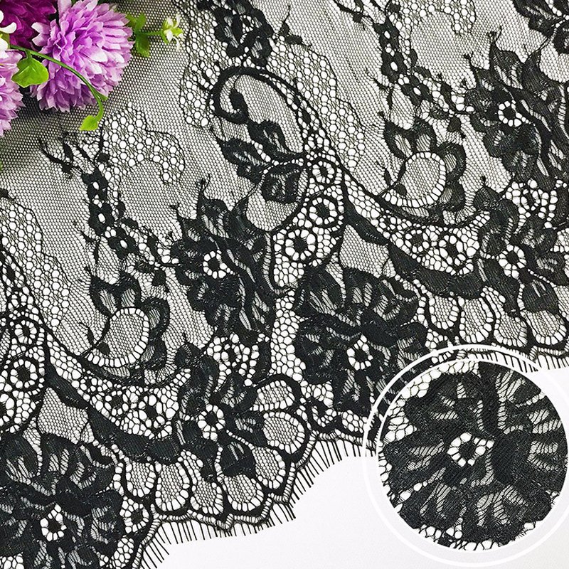 Lace Trim Wave Eyelash Nylon Lace Fabric for Women's Wear Wholesale Su