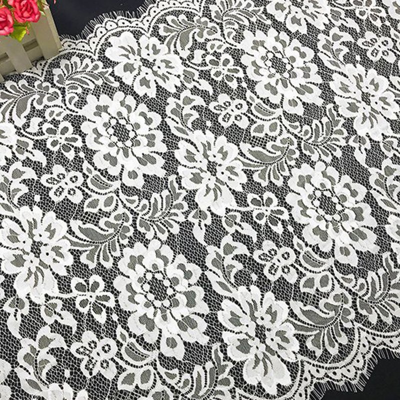 Lace Trim Floral Eyelash Nylon Lace Fabric for Apparel Wholesale Suppl