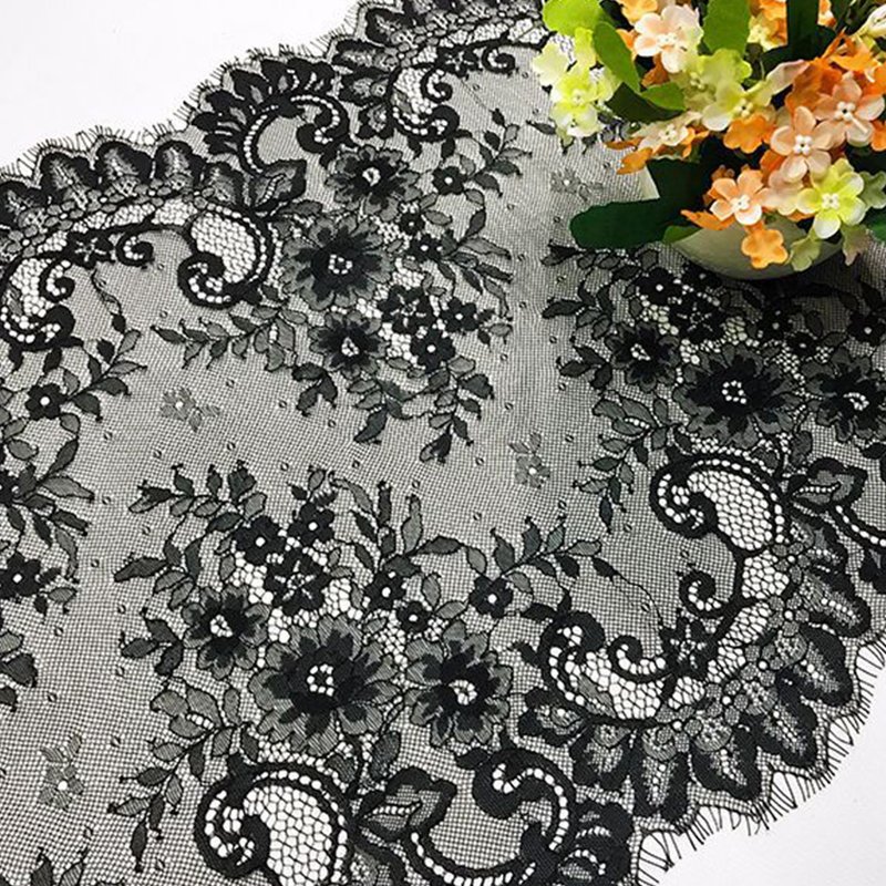 Floral Eyelash Home Textile Nylon Lace Fabric Wholesale Supplier