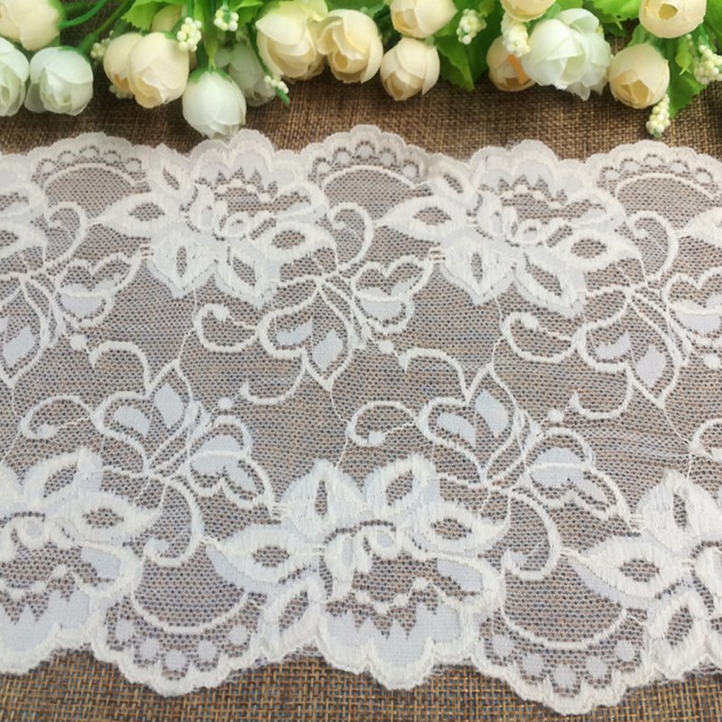 Lace Trim Beige Women's Nylon Warp Knit Lace Fabric for Women's Wear W