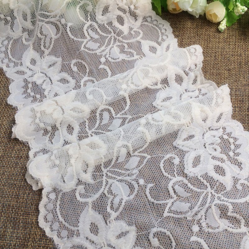 Lace Trim Beige Women's Nylon Warp Knit Lace Fabric for Women's Wear W