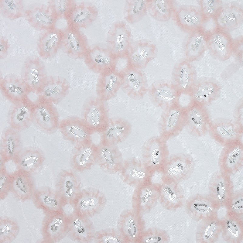 Dress Eyelet Sequin Polyester Lace Fabric for Women's Wear Wholesale S