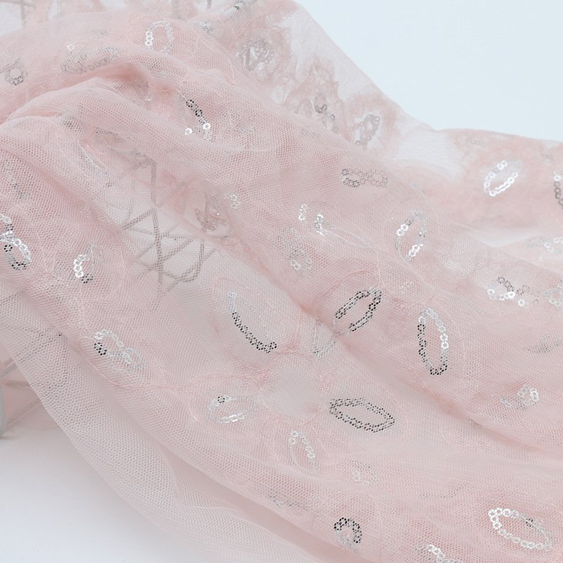 Dress Eyelet Sequin Polyester Lace Fabric for Women's Wear Wholesale S 3