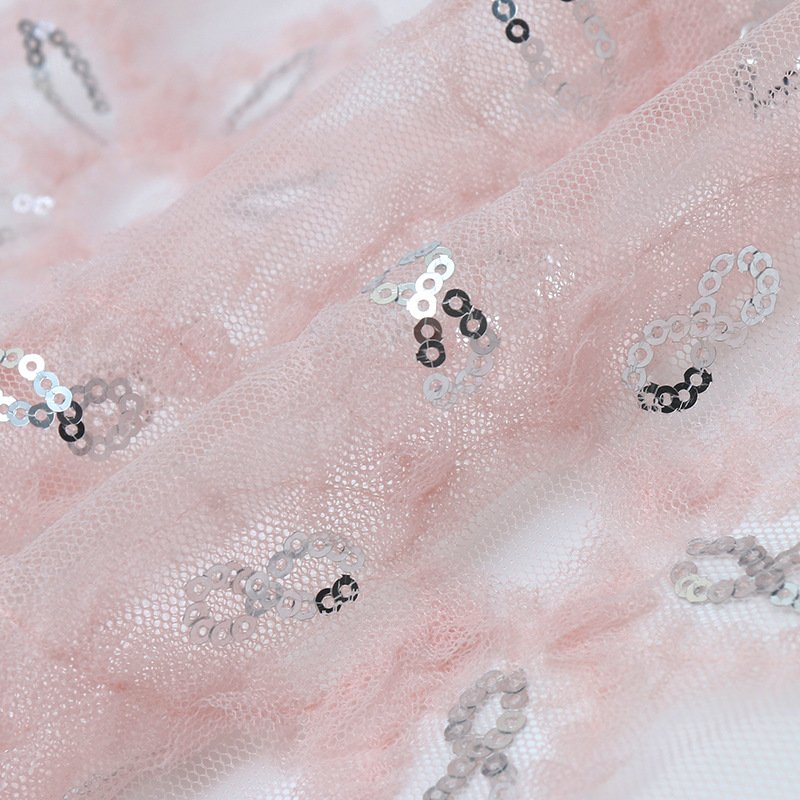 Dress Eyelet Sequin Polyester Lace Fabric for Women's Wear Wholesale S 4