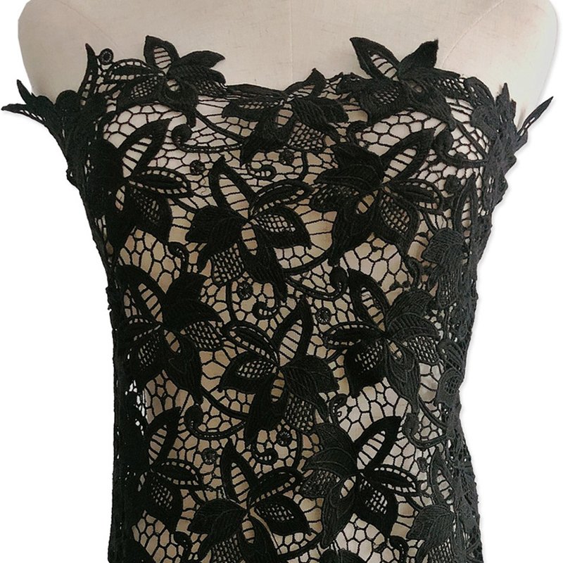 Lace Trim Embroidered Fabric Milk Silk Polyester Lace Fabric for Appar