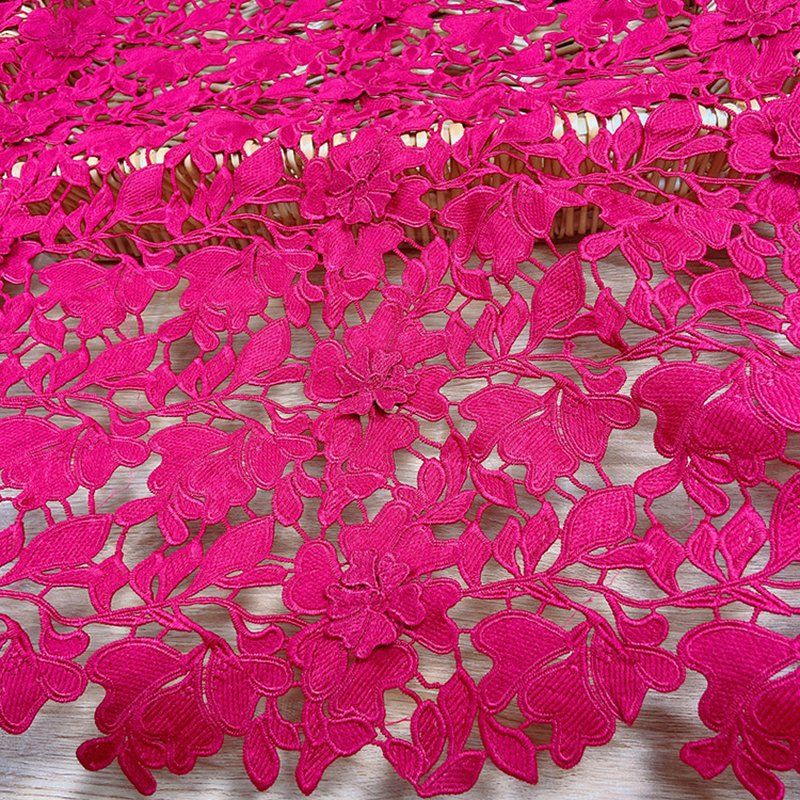 Water Soluble Lace Embroidered Fabric Milk Silk Polyester Lace Fabric