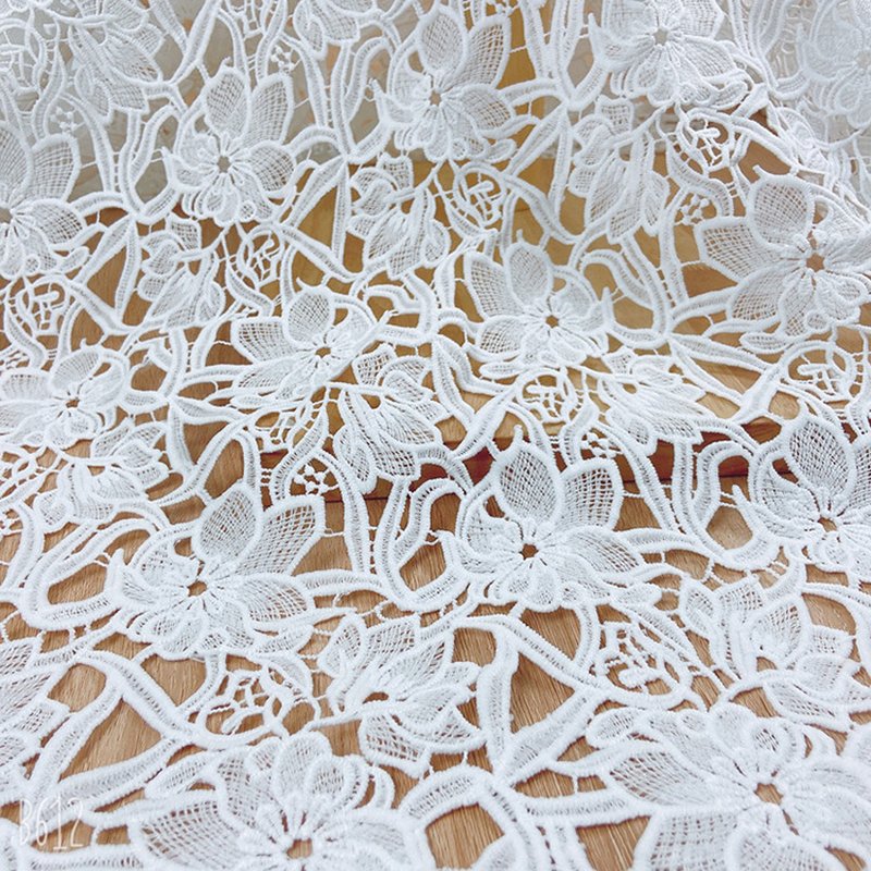 Lace Trim Water Soluble Lace Embroidered Fabric Polyester Lace Fabric