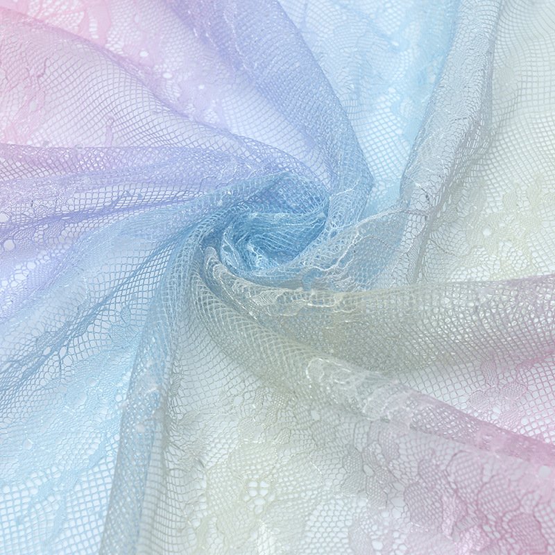 Eyelet Rainbow Printed Lace Fabric for Women's Wear Wholesale Supplier