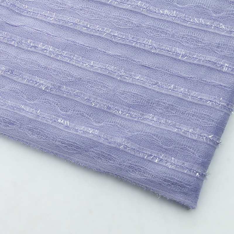 Dress Stripe Evening Polyester Warp Knit Lace Fabric for Women's Wear