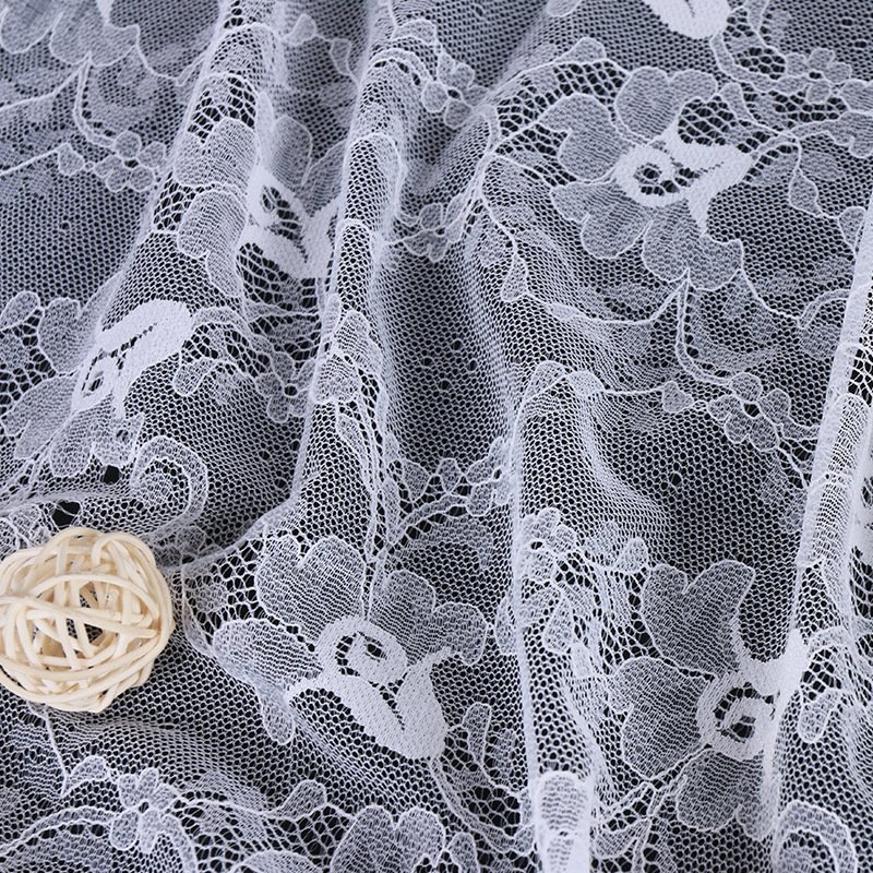 Lace Trim Dress Bridal Polyester Warp Knit Lace Fabric for Women's Wea