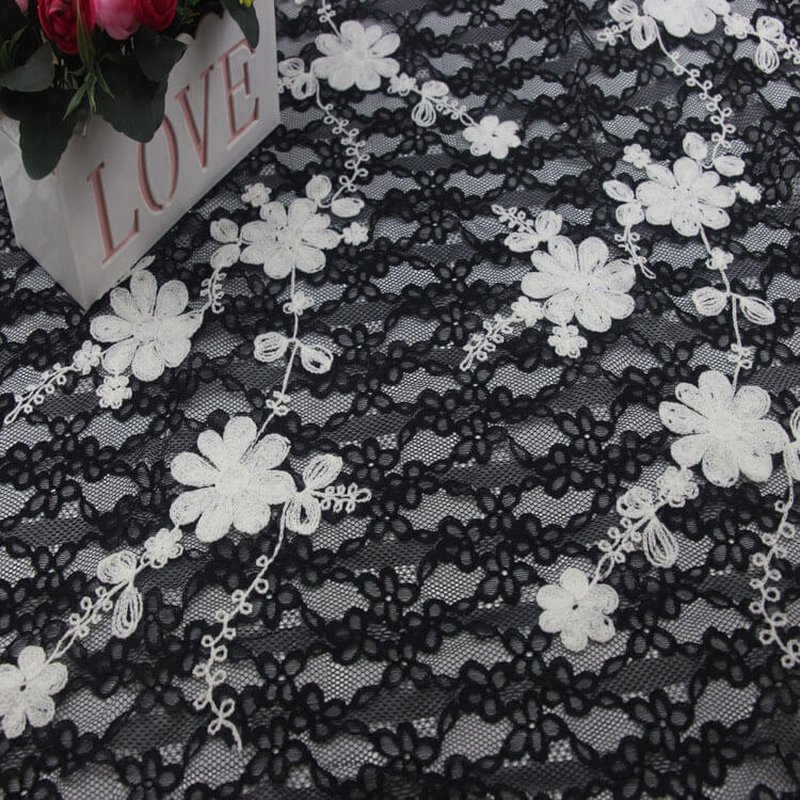 Lace Trim Scallop Edge All-Over Polyester Lace Fabric for Bridal Whole