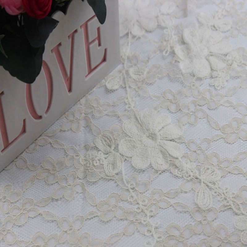 Lace Trim Scallop Edge All-Over Polyester Lace Fabric for Bridal Whole