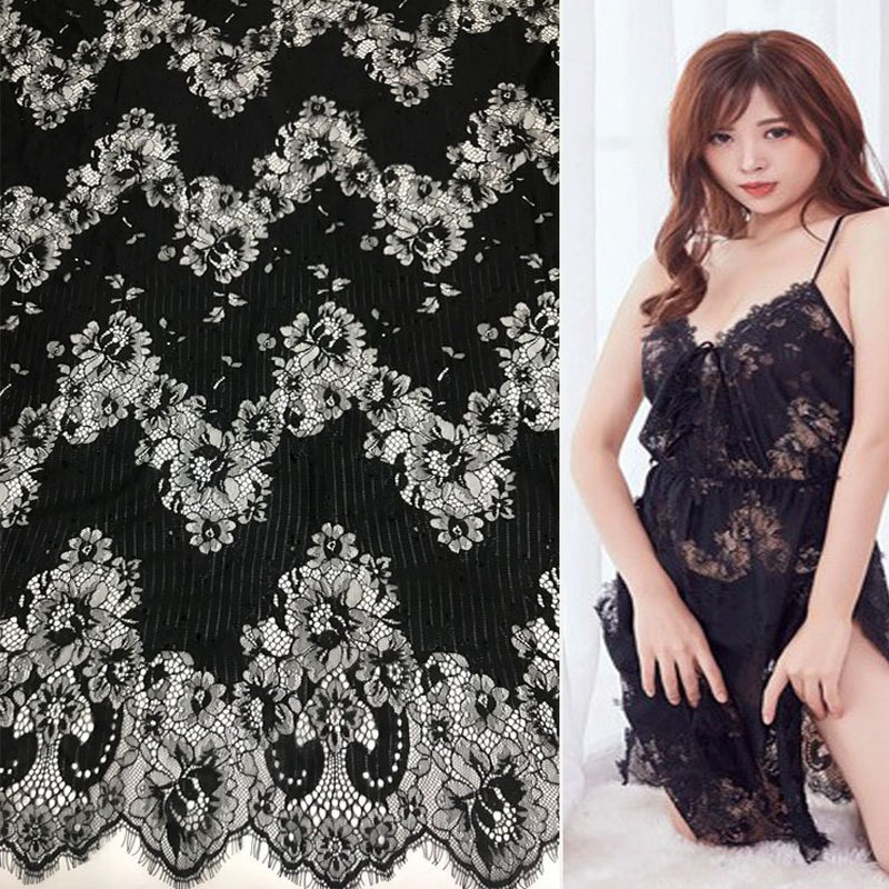 Eyelash Lace Eyelash White Polyester Lace Fabric for Loungewear Wholes