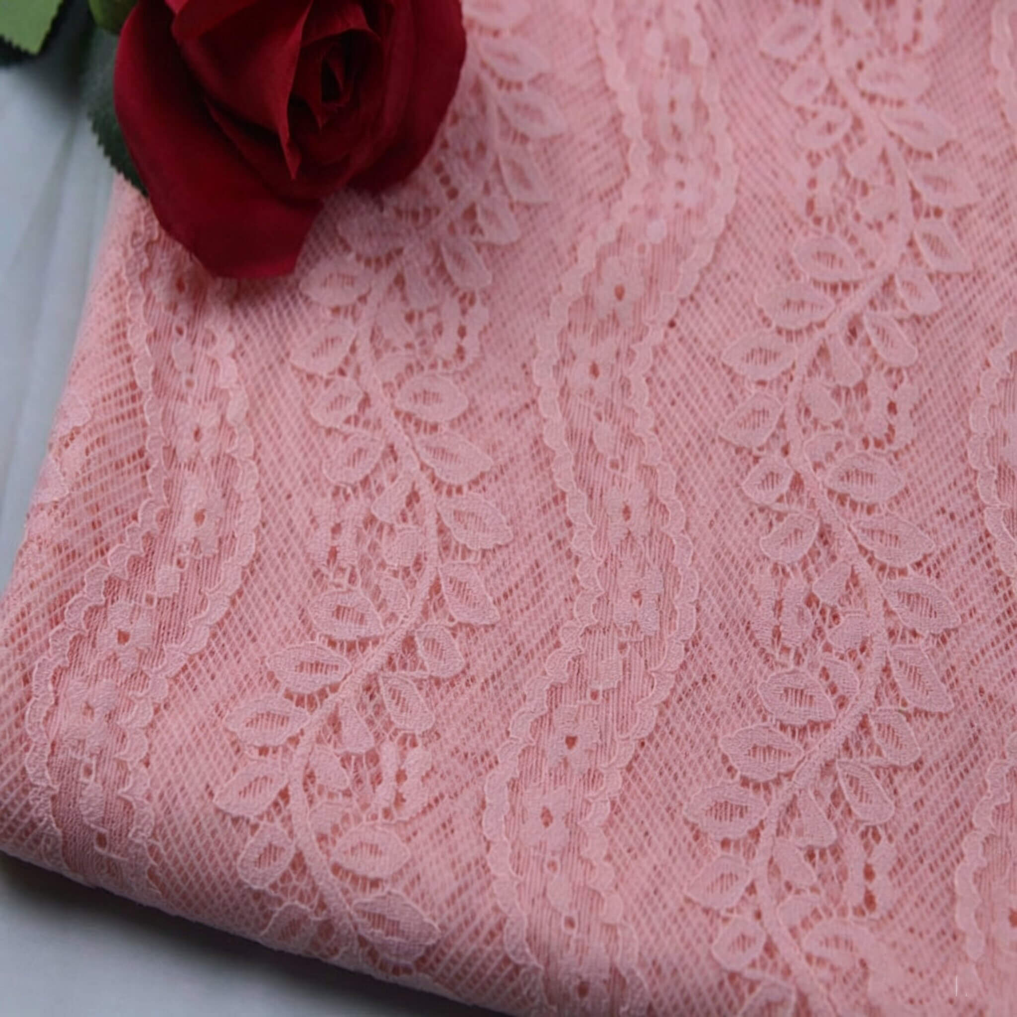 Lace Fabric Leaf Bridal Nylon Warp Knit for Lingerie Wholesale Supplie 6
