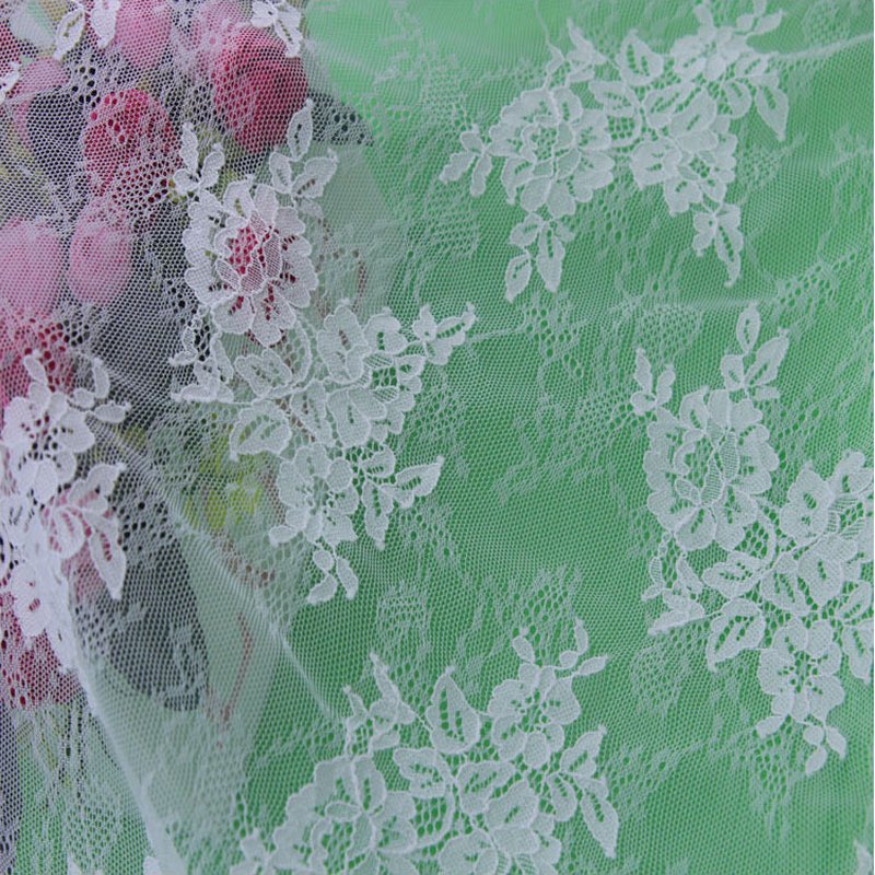 Lace Trim Scallop Edge Eyelash Nylon Lace Fabric for Bridal Wholesale