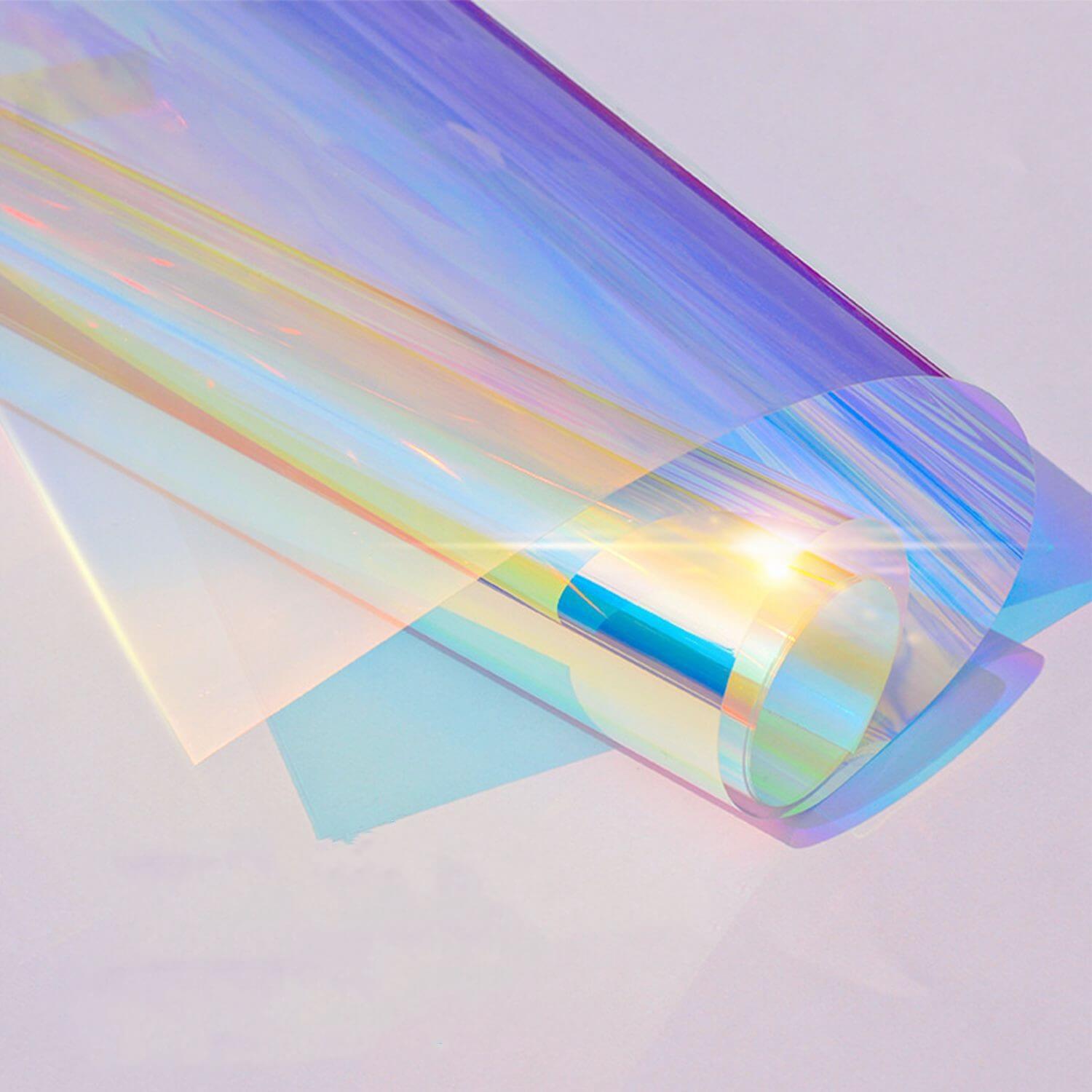 Rainbow Iridescent Holographic TPU PU Leather Fabric Wholesale Supplie