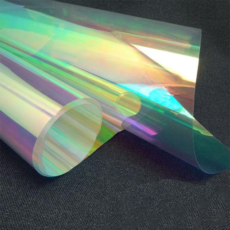 Rainbow Iridescent Holographic TPU PU Leather Fabric Wholesale Supplie