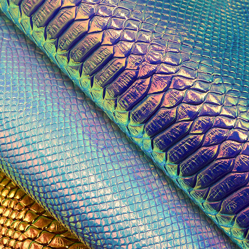 Iridescent Holographic Faux Leather PU Leather Fabric for Handbag Whol