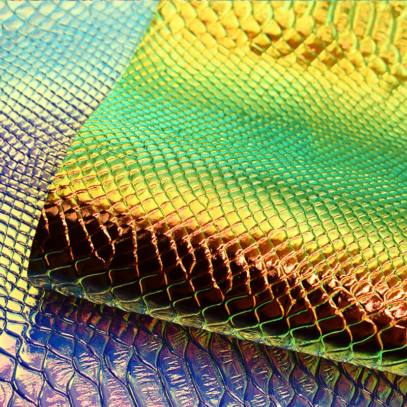 Iridescent Holographic Faux Leather PU Leather Fabric for Handbag Whol