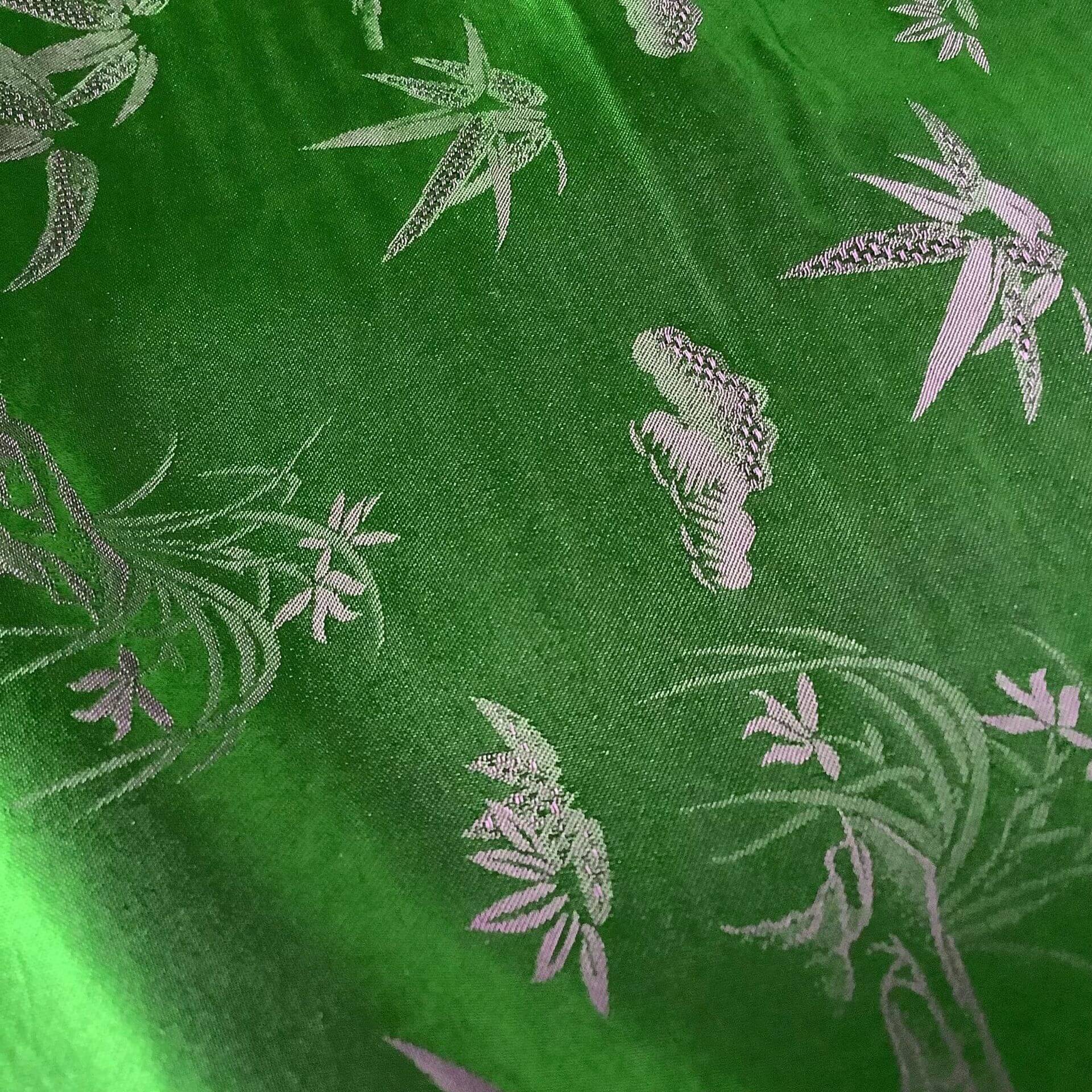 Bamboo Green Purple Silk Woven Fabric for Apparel Wholesale Supplier