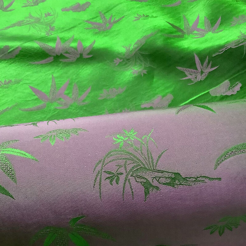 Bamboo Green Purple Silk Woven Fabric for Apparel Wholesale Supplier 4
