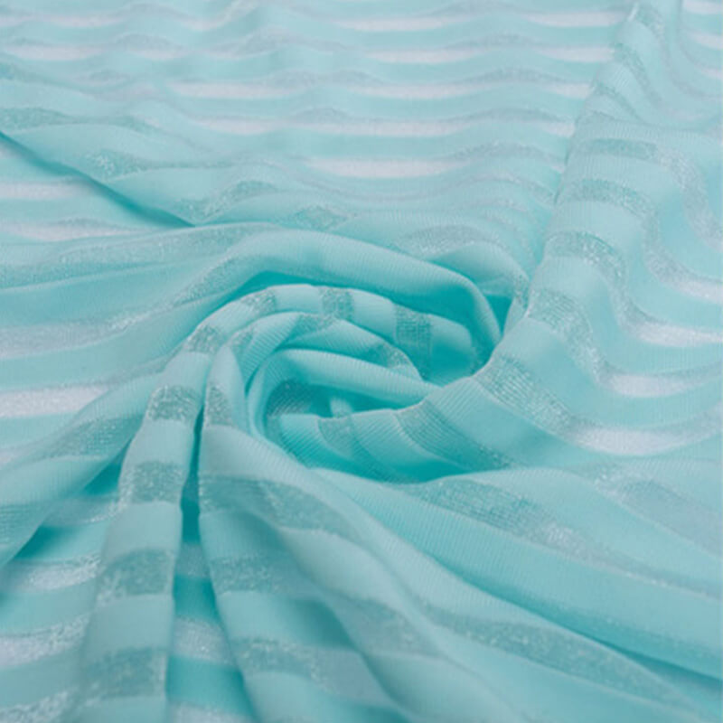 1cm Dress Stripe Jacquard Nylon Knit 4-Way Stretch Fabric for Dress Wh