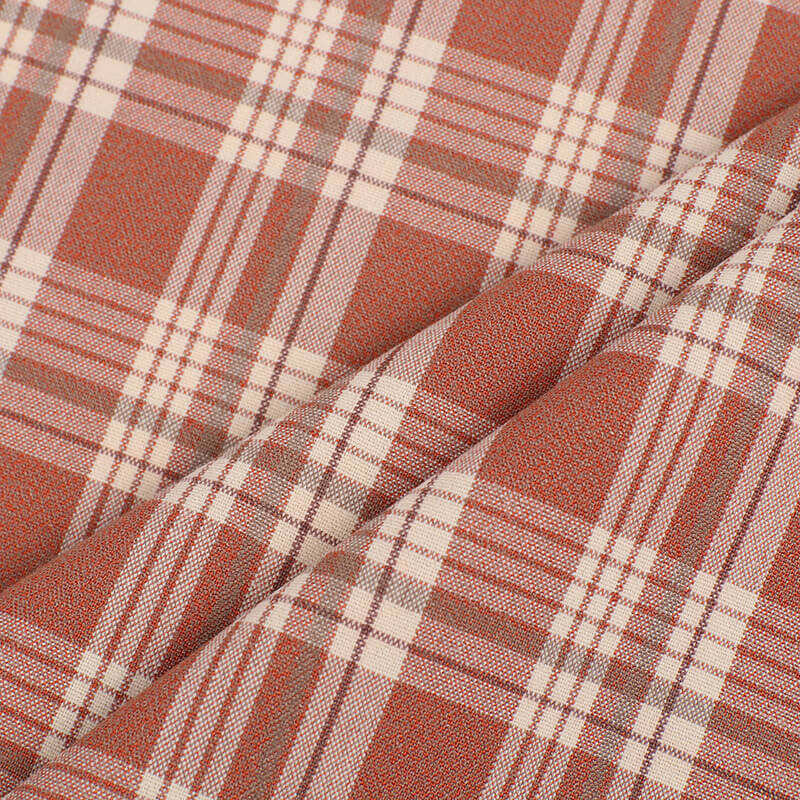 290g Dress Plaid Polyester Viscose Blend Woven Twill Fabric for Dress