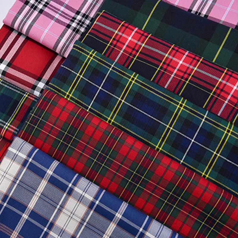 Plaid Yarn Dyed Polyester Cotton Blend Woven Twill Fabric for School U