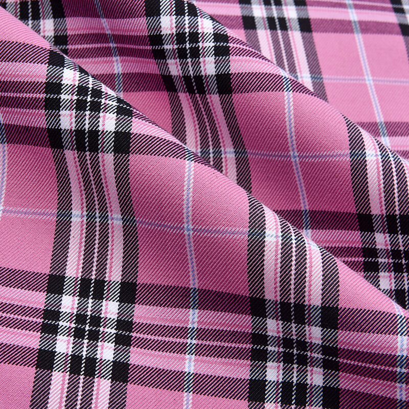 Plaid Yarn Dyed Polyester Cotton Blend Woven Twill Fabric for School U