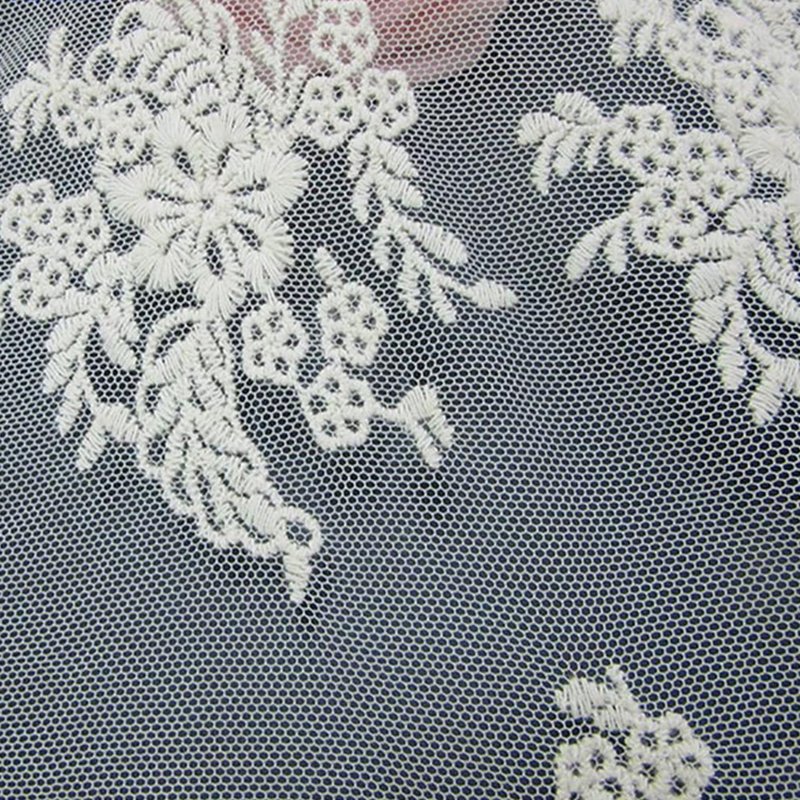 Cotton Thread Bridal Lace Trim 100% Cotton Sequin Fabric for Bridal Wh