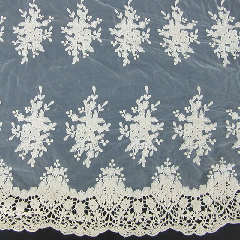 All-Over Lace Trim Polyester Sequin Fabric for Apparel Wholesale Suppl