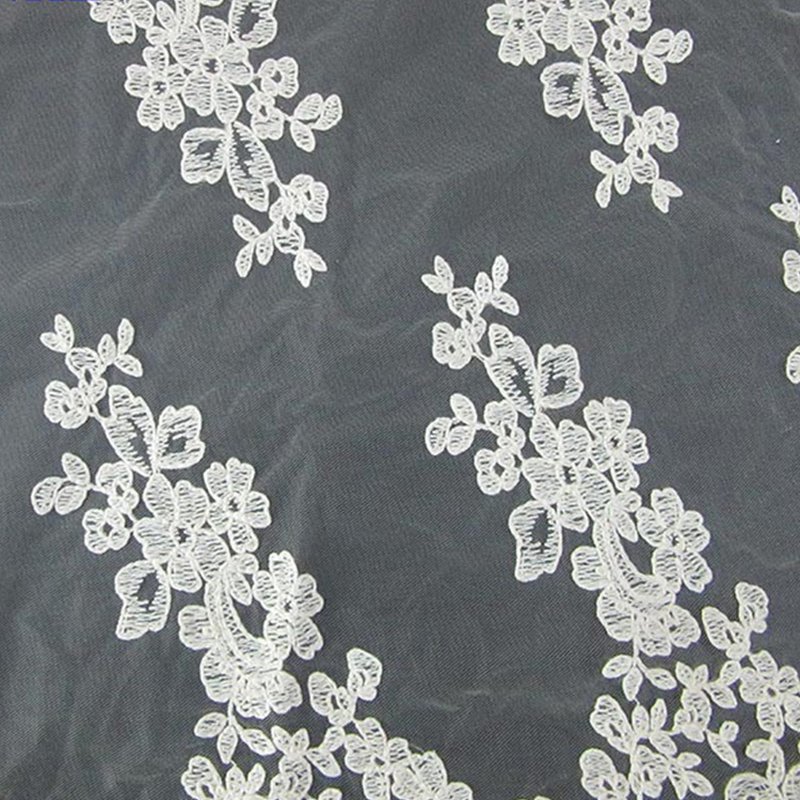 Sheer Lace Trim Polyester Sequin Fabric for Apparel Wholesale Supplier