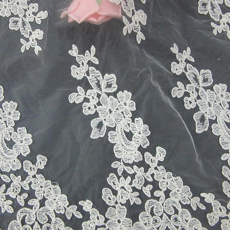 Sheer Lace Trim Polyester Sequin Fabric for Apparel Wholesale Supplier 4