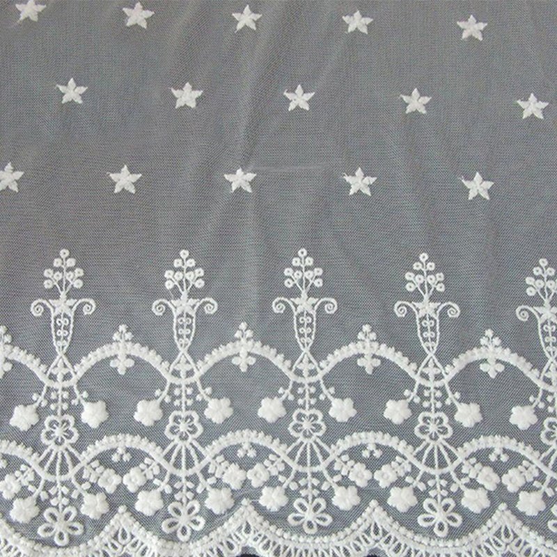 White Lace Trim Polyester Sequin Fabric for Apparel Wholesale Supplier