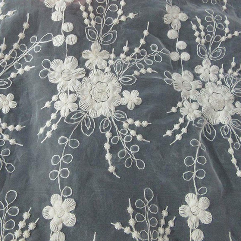 Embroidered Lace All-Over Cotton Thread 100% Cotton Sequin Fabric for