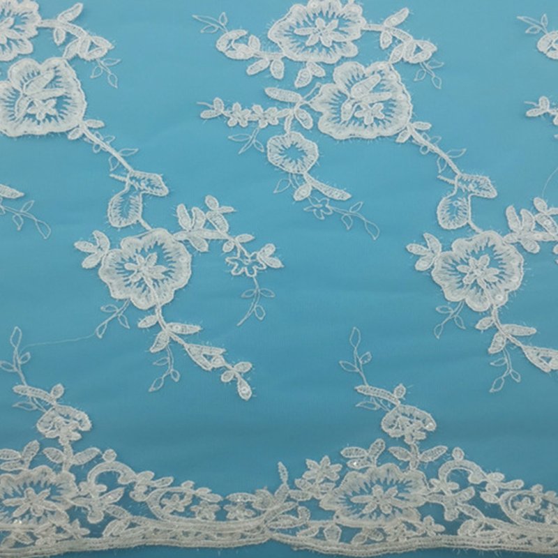 Embroidered Fabric Milk Silk Sequin Polyester Sequin Fabric for Appare