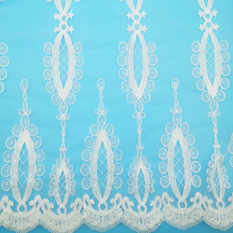 Embroidered Fabric Milk Silk Sequin Polyester Sequin Fabric for Bridal