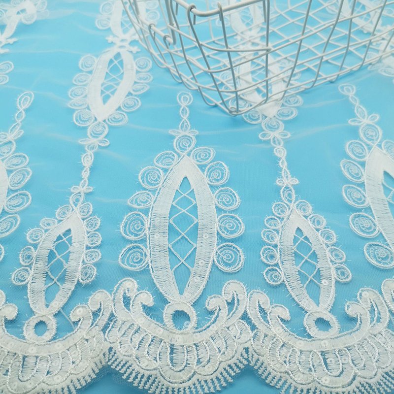 Embroidered Fabric Milk Silk Sequin Polyester Sequin Fabric for Bridal