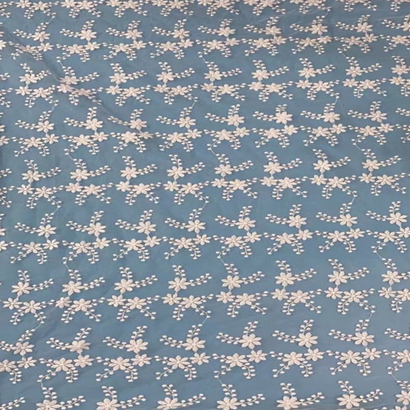Water Soluble Lace Embroidered Fabric Milk Silk Polyester Sequin Fabri