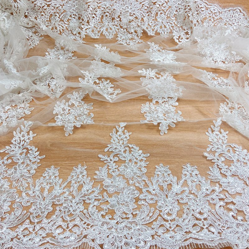 Embroidered Fabric Double Edge Water Soluble Polyester Sequin Fabric f