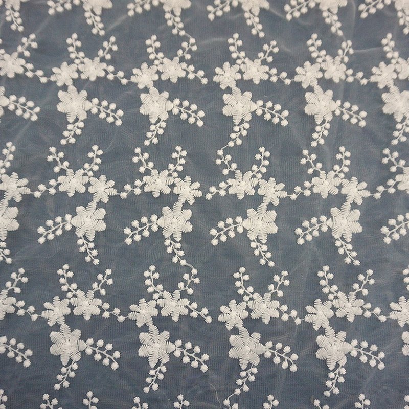 Embroidered Lace Milk Silk Water Soluble Polyester Sequin Fabric for W