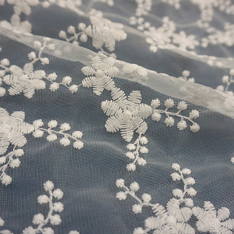Embroidered Lace Milk Silk Water Soluble Polyester Sequin Fabric for W